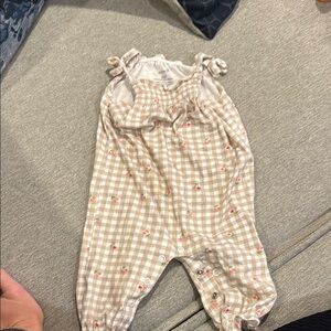 Gingham Baby Romper with Floral Accents